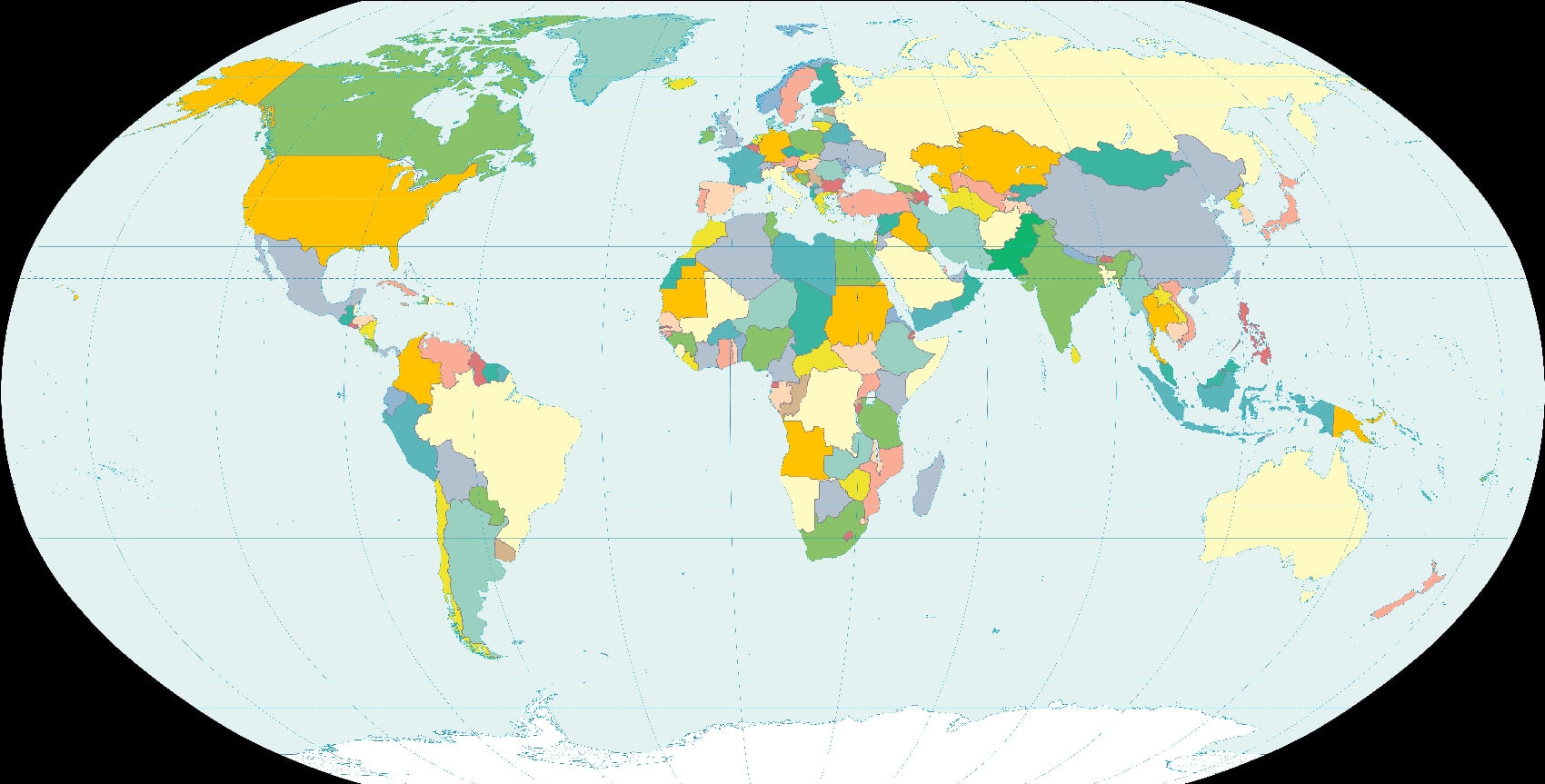 Leere Weltkarte in Landesfarbe