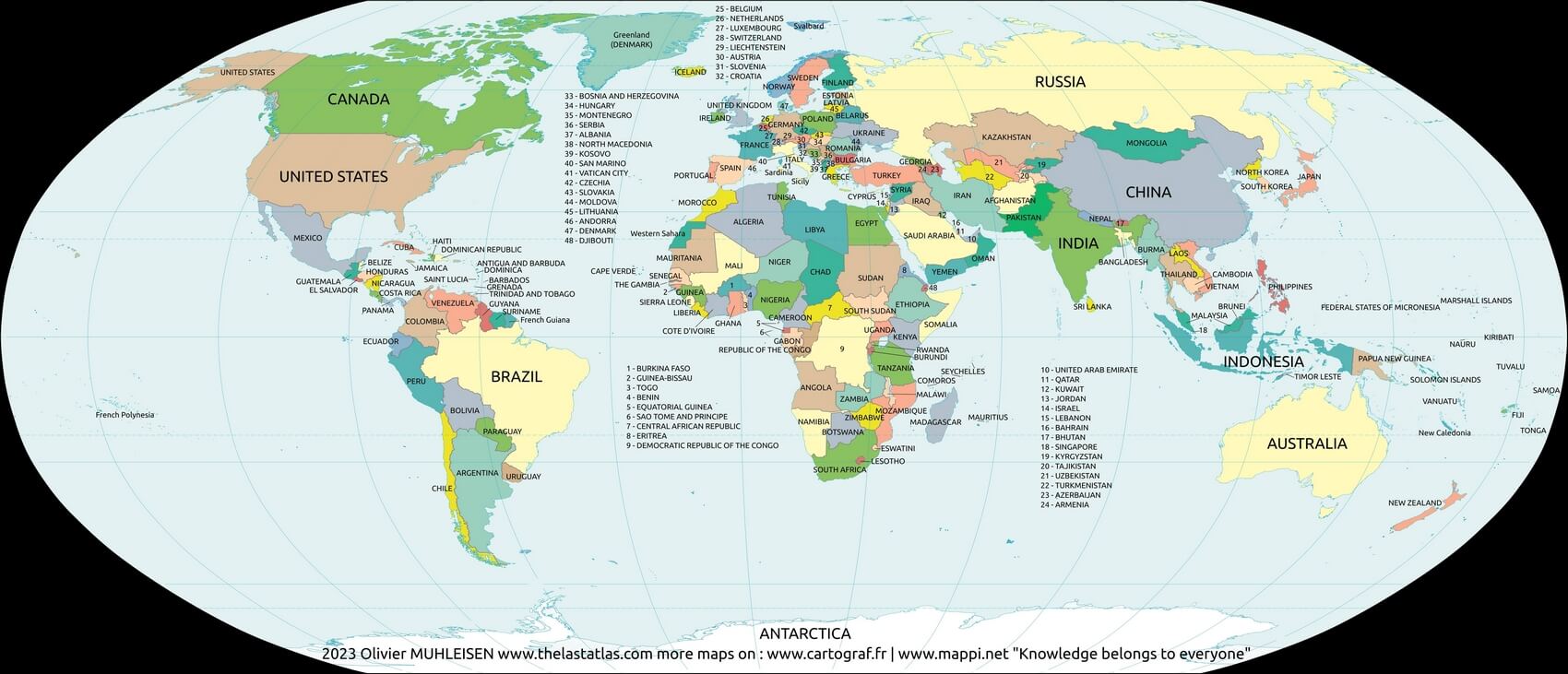 Weltkarte Ländern Englisch