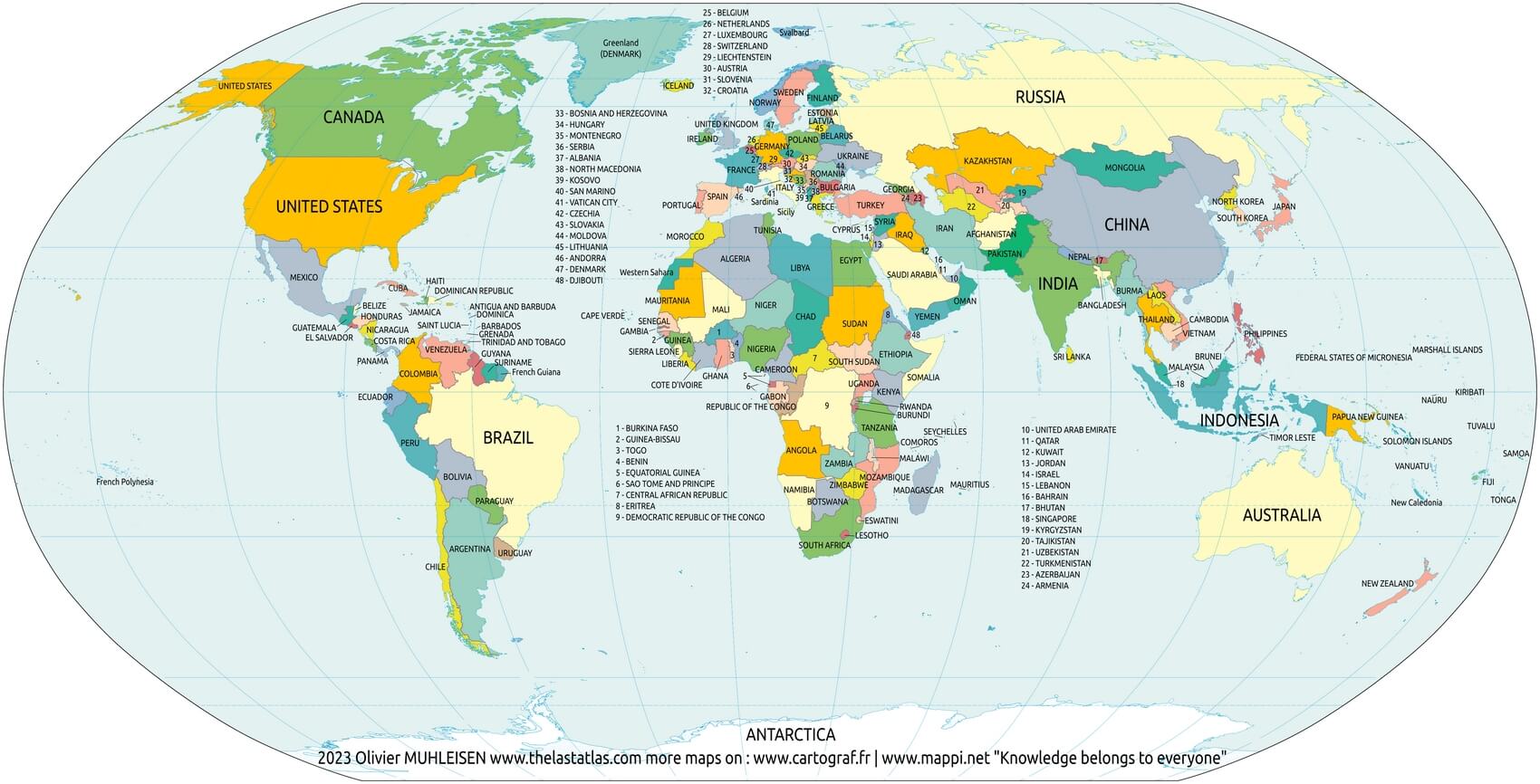 Weltkarte Ländern Englisch