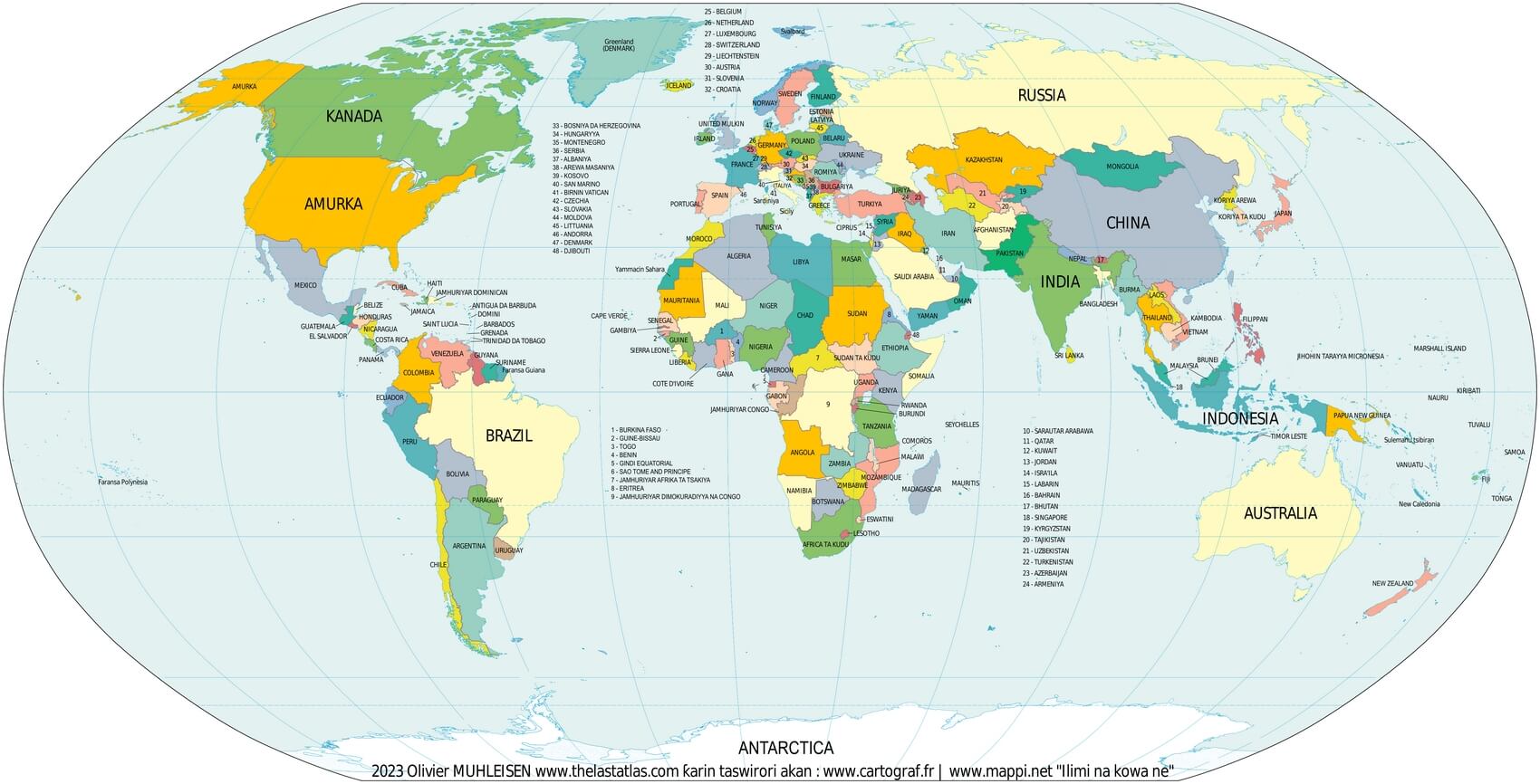 Weltkarte Ländern Hausa